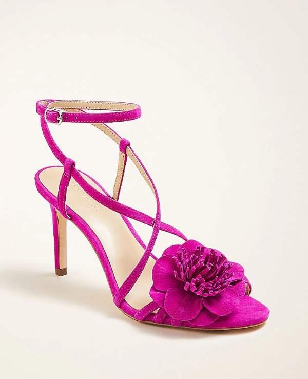 Celie Flower Suede Sandals | Ann Taylor