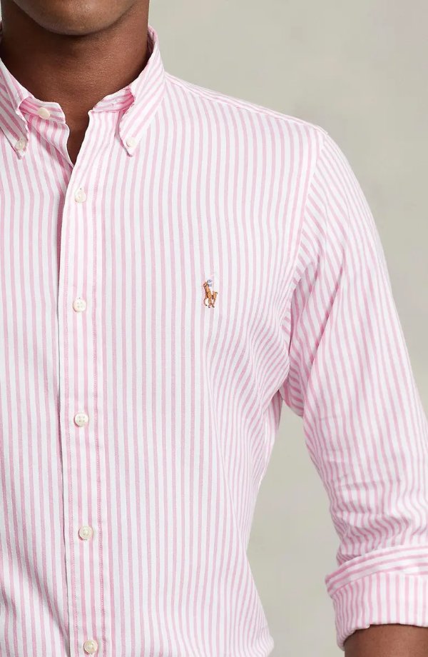 Stripe Stretch Cotton Oxford Button-Down Shirt