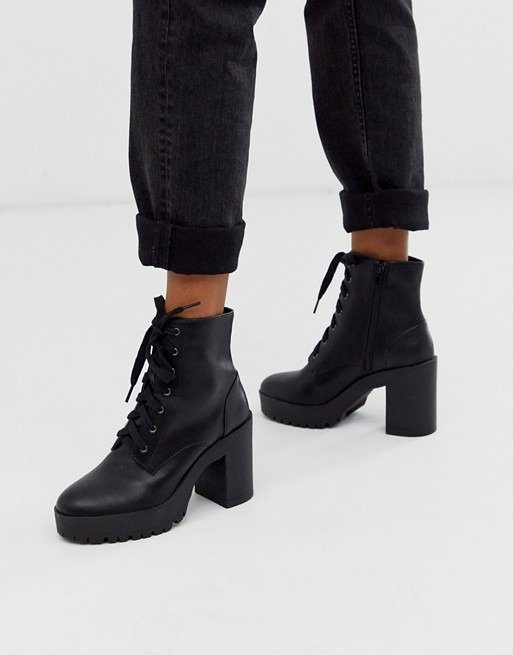 lace up platform boots in black | ASOS