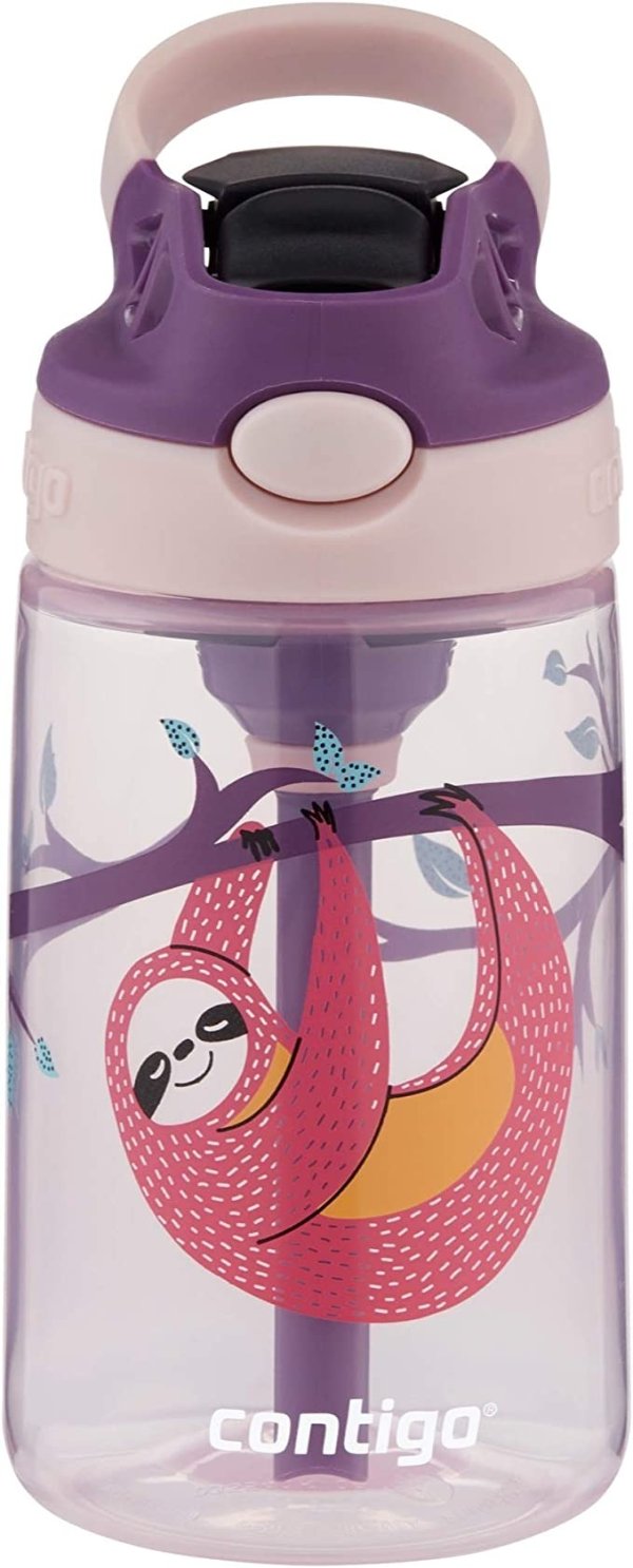 Kids Water Bottle with Redesigned AUTOSPOUT Straw, 14 oz., Sloth
