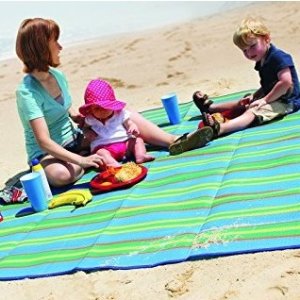 Camco Handy Mat with Strap, Perfect for Picnics, Beaches, RV and Outings, Weather-Proof and Mold/Mildew Resistant (Blue/Green - 60" x 78")