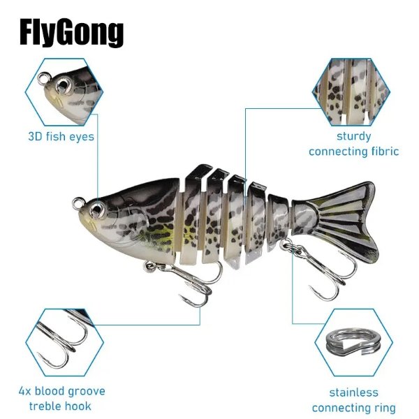 Flygong 3d Fish Eyes 15g Multi Jointed Lure Jointed Swimbaits Hard Bait - Sports & Outdoors - Temu
