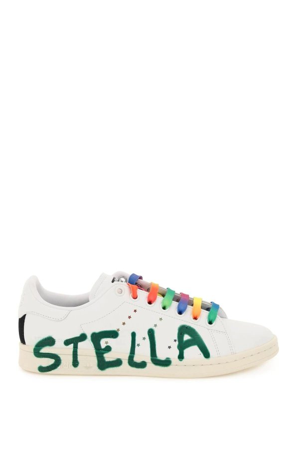 stan smith stella sneakers with graffiti logo
