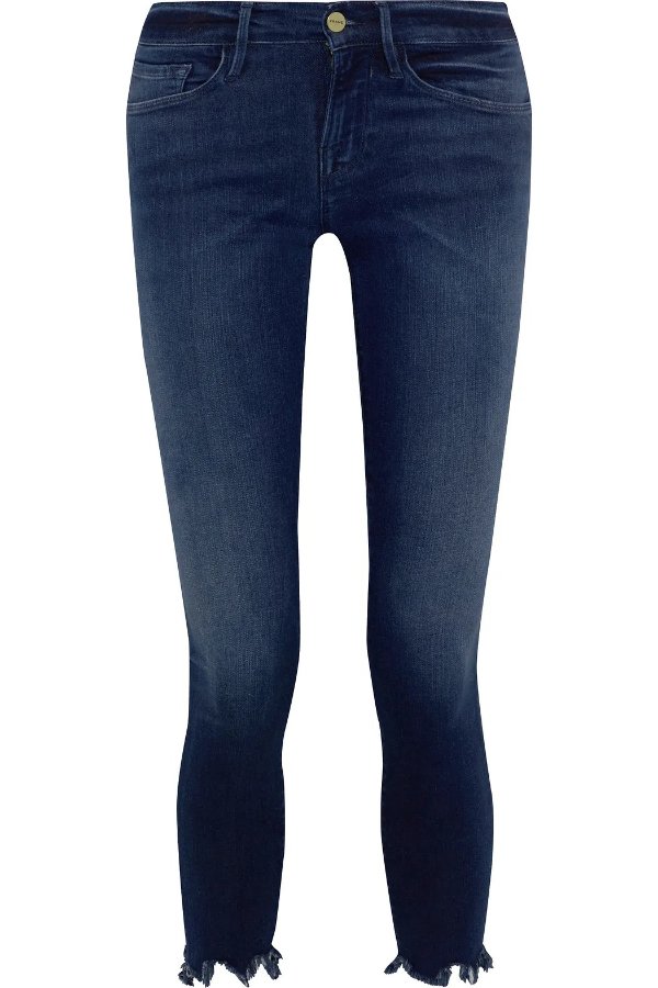 Le Skinny De Jeanne cropped distressed low-rise skinny jeans