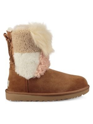 - Classic Short Patchwork Fluff Shearling Boots