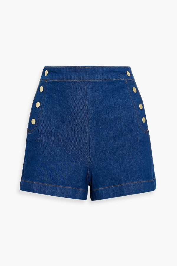 Snap-detailed denim shorts