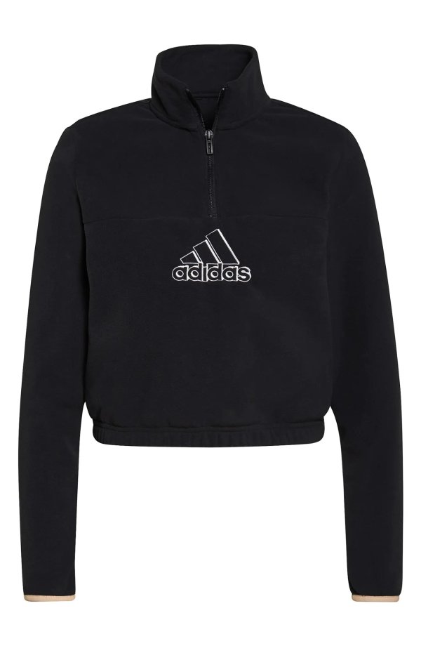 Brand Love Polar Fleece Embroidered Logo Half-Zip Sweatshirt