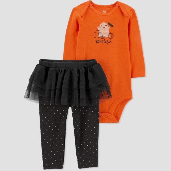 Just One You®️ Baby 2pc Bootiful Top and Bottom Set - Orange/Black
