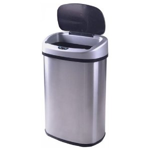 懒人或洁癖控必备:无触摸自动感应式不锈钢垃圾桶(13加仑)