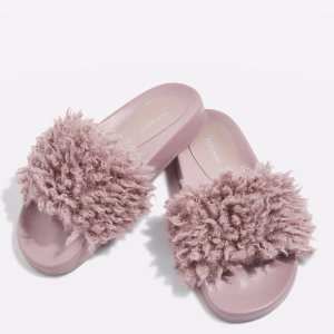 Topshop HOWL Faux Shearling Sliders
