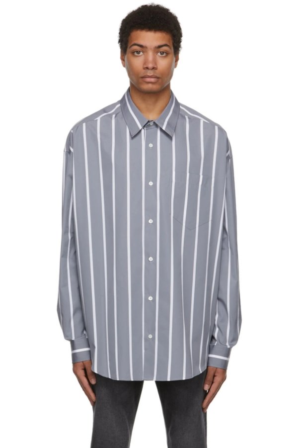 Grey Striped Oversized Shirt