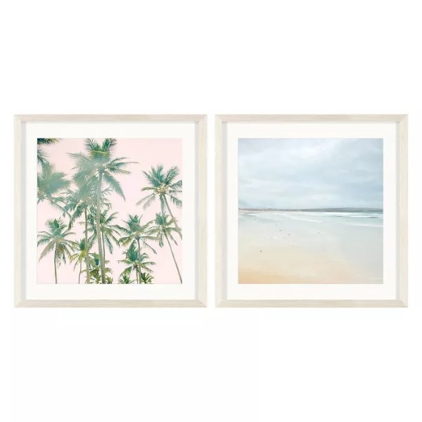 (Set of 2) 20&#34;x20&#34; Vintage Beach Photography Decorative Framed Wall Art - Project 62&#8482;