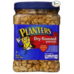 Planters Dry Roasted Peanuts, With Pure Sea Salt, 34.5-oz. Packages (Count of 3)