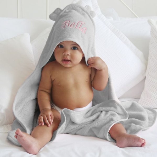 Personalized Small Gray Hooded Towel