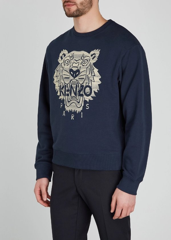 Icon tiger-embroidered cotton sweatshirt
