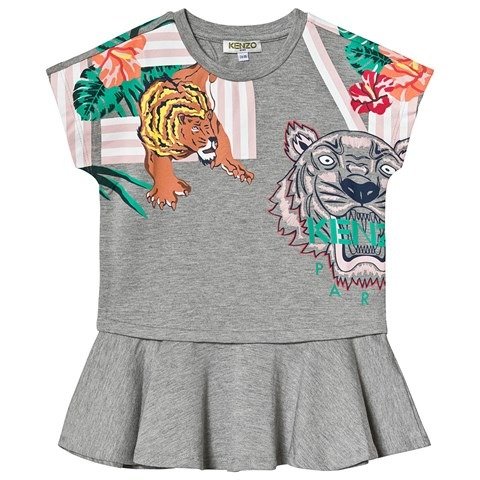 Grey Marl Hawaii Tiger Print Sweat Dress | AlexandAlexa