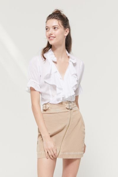 UO Harmony Corduroy Zip-Front Skirt