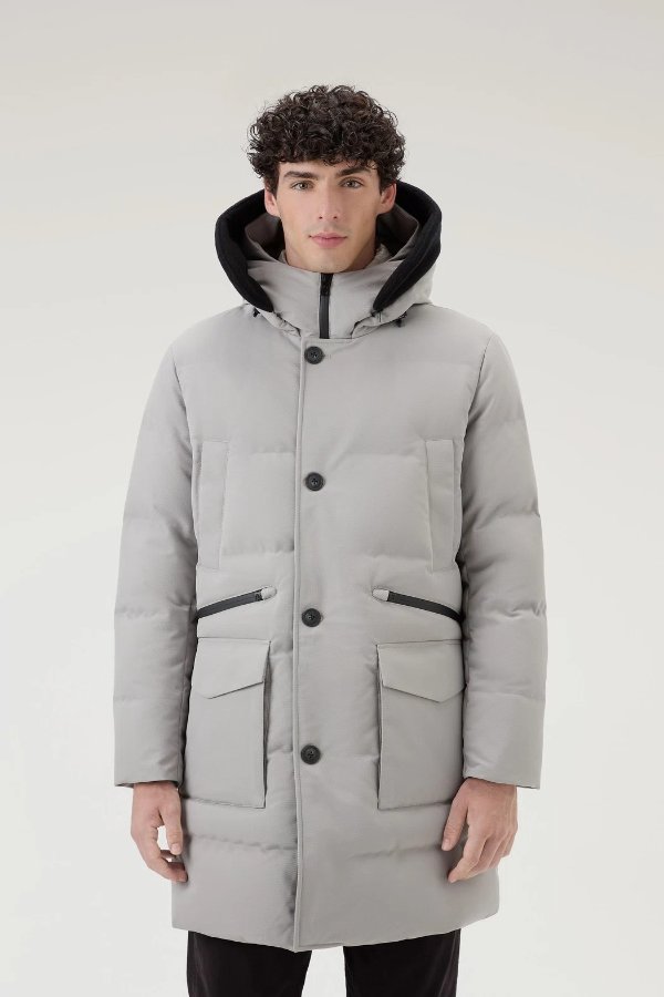 Parka with Detachable Wool Visor Taupe