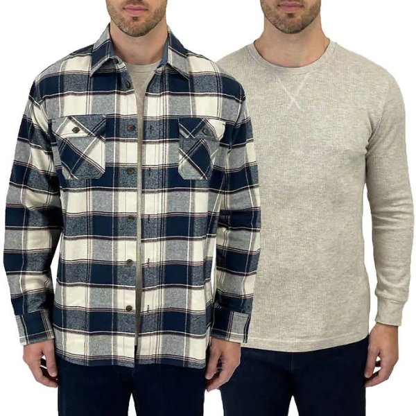 Men’s Flannel + Thermal, 2-pack