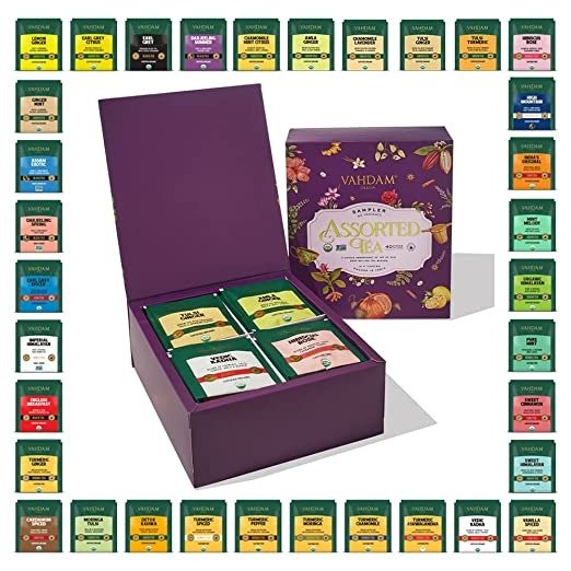 , Organic Assorted Tea Bags Sampler - 40 Flavors | Tea Variety Set - Herbal Tea, Green Tea, Chai Tea, Black Tea in a Tea Assortment Gift Set | Christmas Gifts for Everyone | Holiday Tea Gift Box
