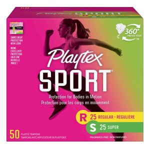 Playtex Sport Tampons with Flex-Fit Technology, Regular & Super Multi Pack, Unscented - 50Count
