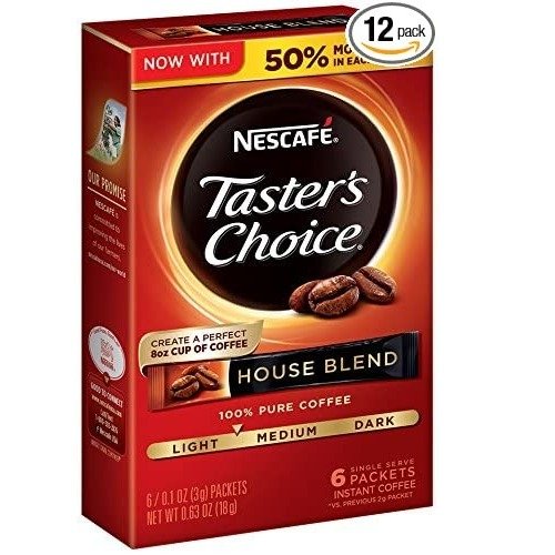 Nescafe Taster's Choice Instant Coffee, House Blend, 0.63 Ounce (Pack of 12)