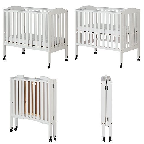 2 in 1 Portable Folding Stationary Side Crib, White