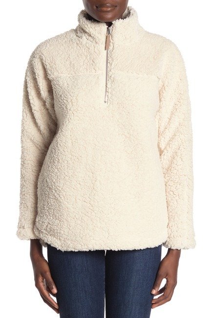 Half Zip Faux Shearling Pullover