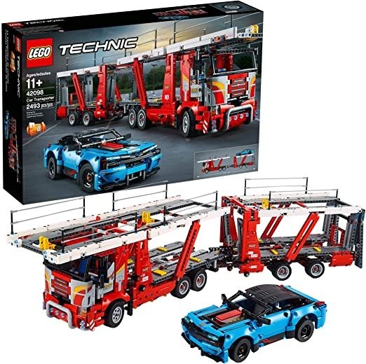 Technic Car Transporter 42098 Toy Truck and Trailer Building Set with Blue Car, Best Engineering and STEM Toy for Boys and Girls (2493 Pieces)