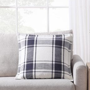 Better Homes & Gardens Reversible Plaid Decorative Pillow, 20" x 20", Navy