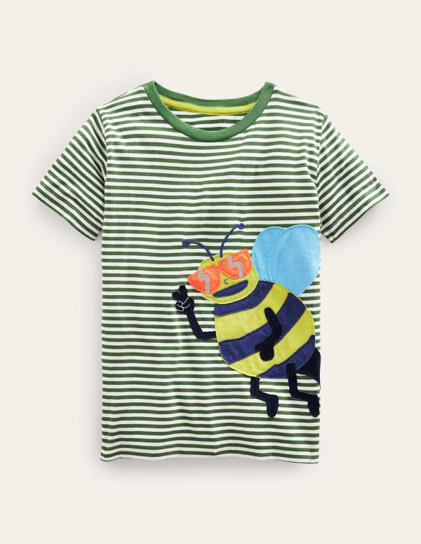 Funny Applique T-shirt - Safari/Ivory Bee | Boden US