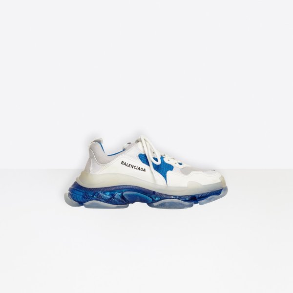 Triple S Clear Sole Sneaker WHITE/BLUE for Men | Balenciaga