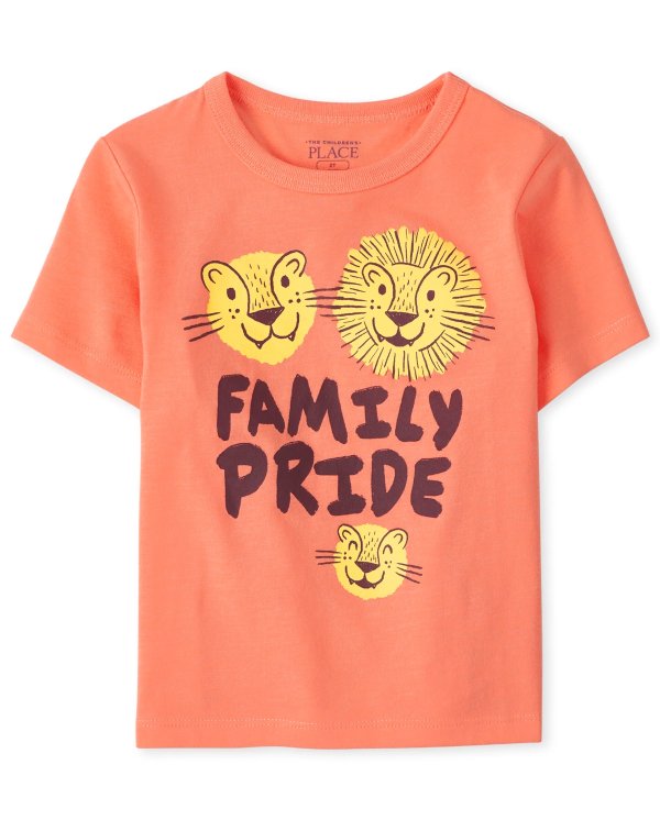 Baby And Toddler Boys Short Sleeve 'Family Pride' Lion Graphic Tee