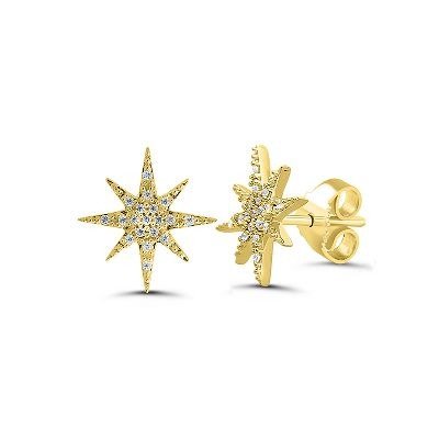 1/10 ct. tw. Diamond Star Earrings in 10K Yellow Gold