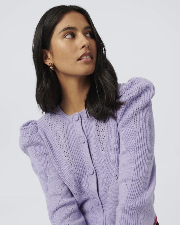 Timmy Puffed Shoulder Sweater in Deep Periwinkle