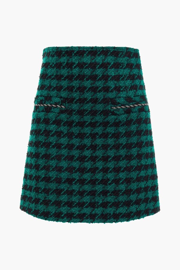 Claudie embellished houndstooth boucle-tweed mini skirt
