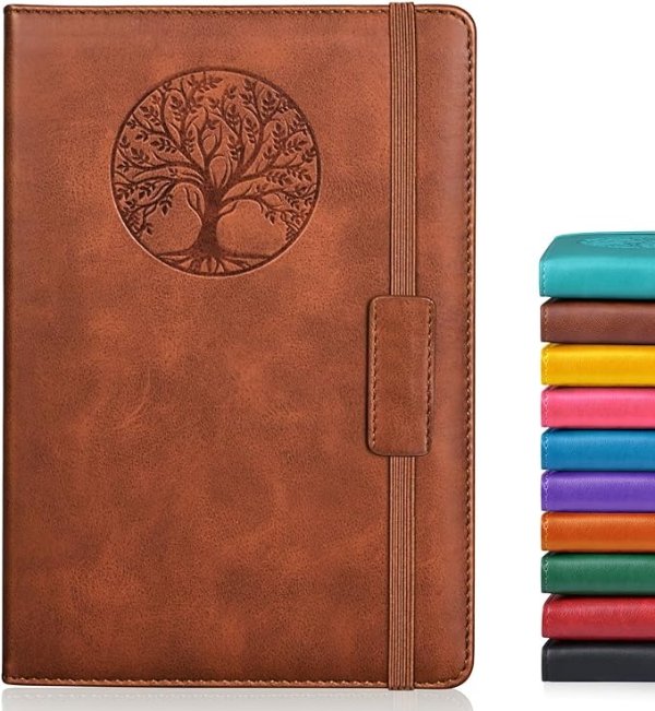 Lined Journal Notebook for Women Men,256 Pages A5 Hardcover Leather Journals for Writing,Travel,Business,Work & School,College Ruled Notebooks for Note Taking, Diary Notepad 5.7"×8.3"(Brown)