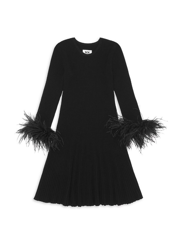 Little Girl's & Girls Fit & Flare Feather Sleeve Dress