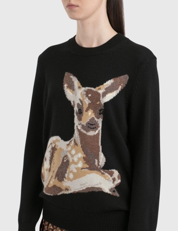 Deer Intarsia Wool Sweater