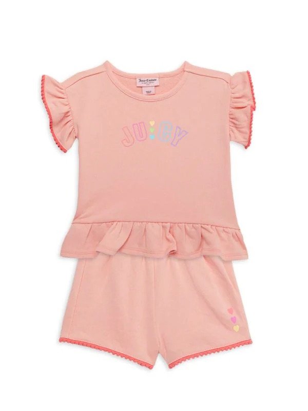 Baby Girl's 2-Piece Logo Top & Shorts Set