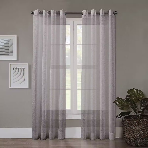 Regal Home Crushed Voile Solid Sheer Grommet Top Single Curtain Panel