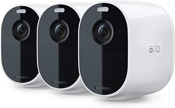 Essential Spotlight Camera - 3 Pack - Wireless Security, 1080p Video, Color Night Vision, 2 Way Audio, Wire-Free, Direct to WiFi No Hub Needed, Works with Alexa, White - VMC2330
