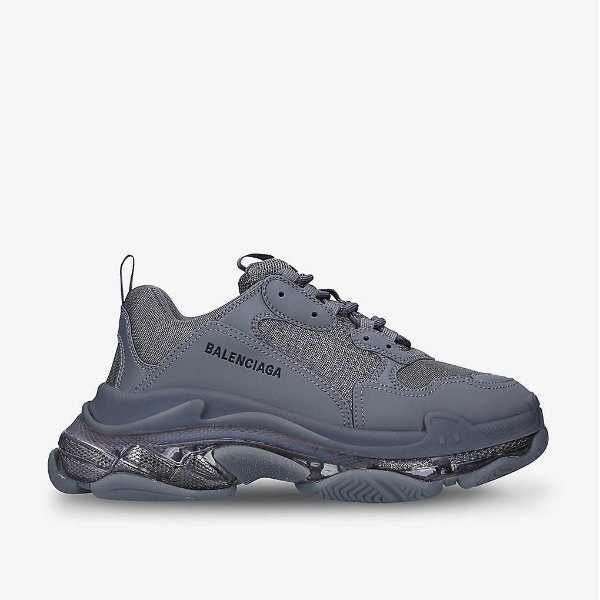 Men's Triple S Clear Sole faux-leather and mesh trainers