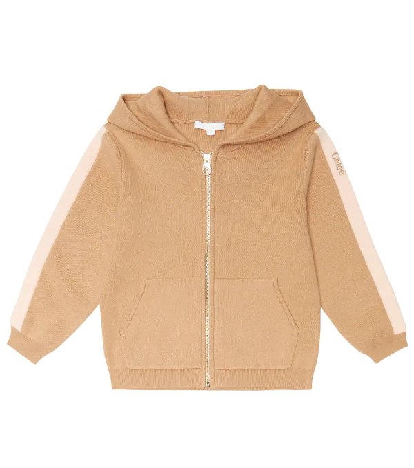 Cotton and wool zip-up hoodie