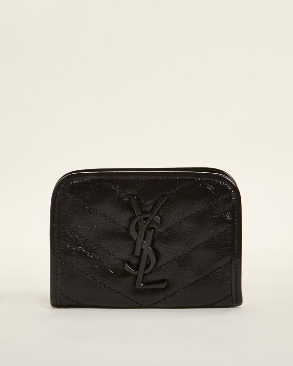 Black Niki Snap Leather Wallet
