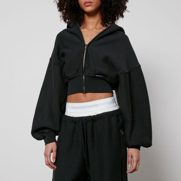 Cropped Zipped Cotton-Jersey Hoodie