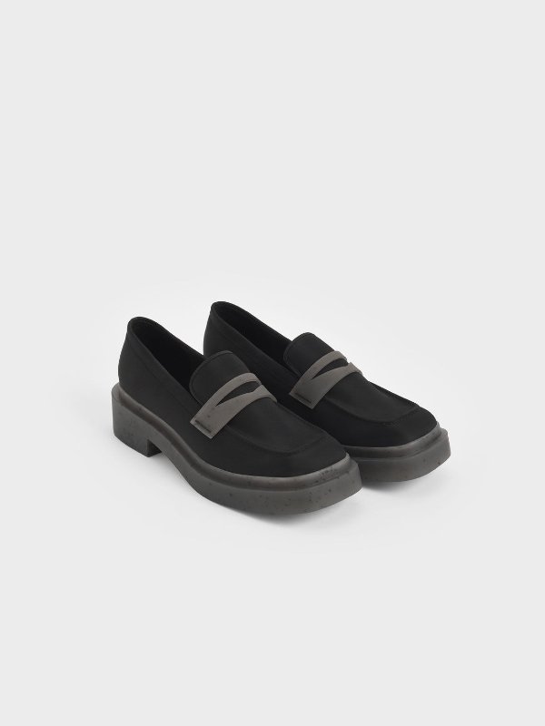 Black The Anniversary Series: Charli Recycled Nylon Penny Loafers | CHARLES &amp; KEITH