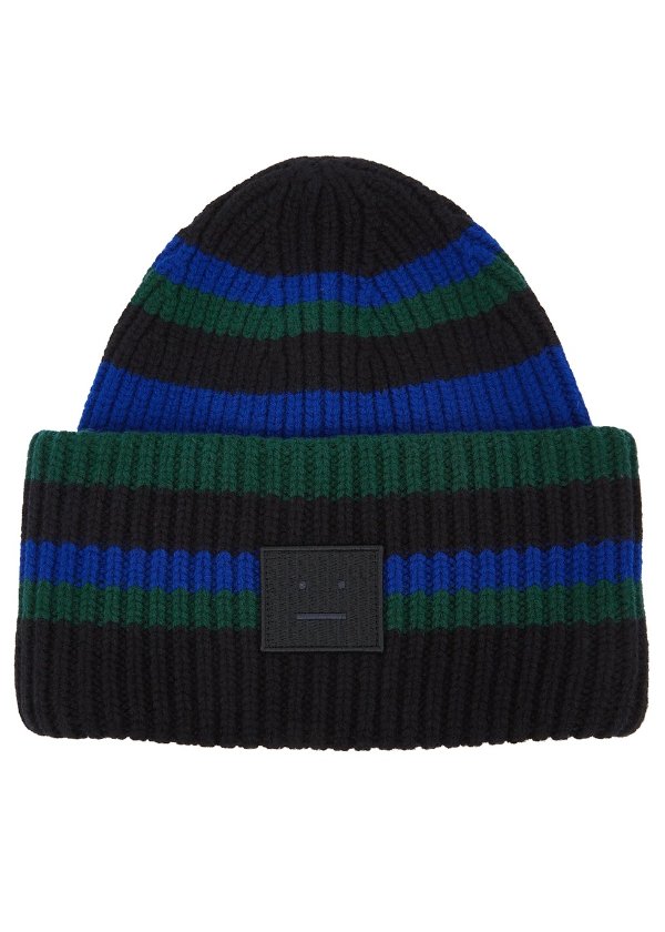 Pansy striped wool beanie