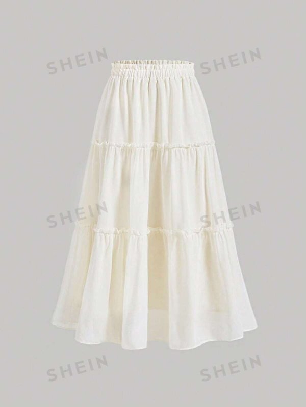 MOD Ruffle Skirt Boho Long Skirt Spring Break Paperbag Waist Frill Trim Ruffle Hem Skirt |USA