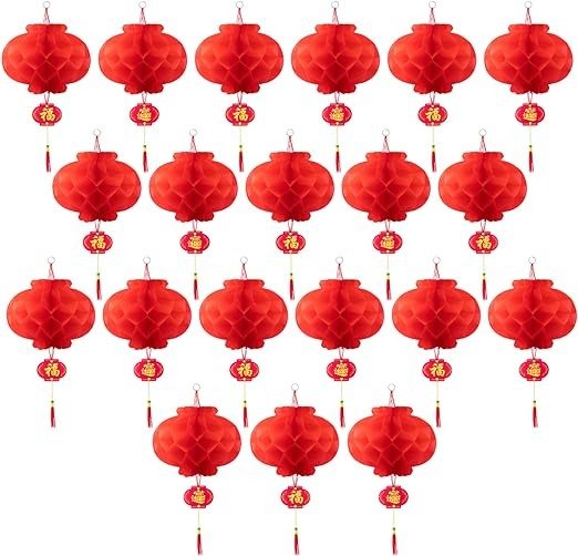 20 Pieces 10 Inch Chinese Red Paper Lanterns Festival Decorations for New Year, Spring Festival, Wedding and Restaurant